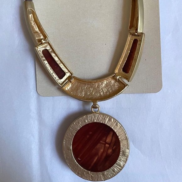 3/$10 Statement Necklace Earring Fashion Jewelry Big Resin Pendent Faux Leather - Picture 2 of 5